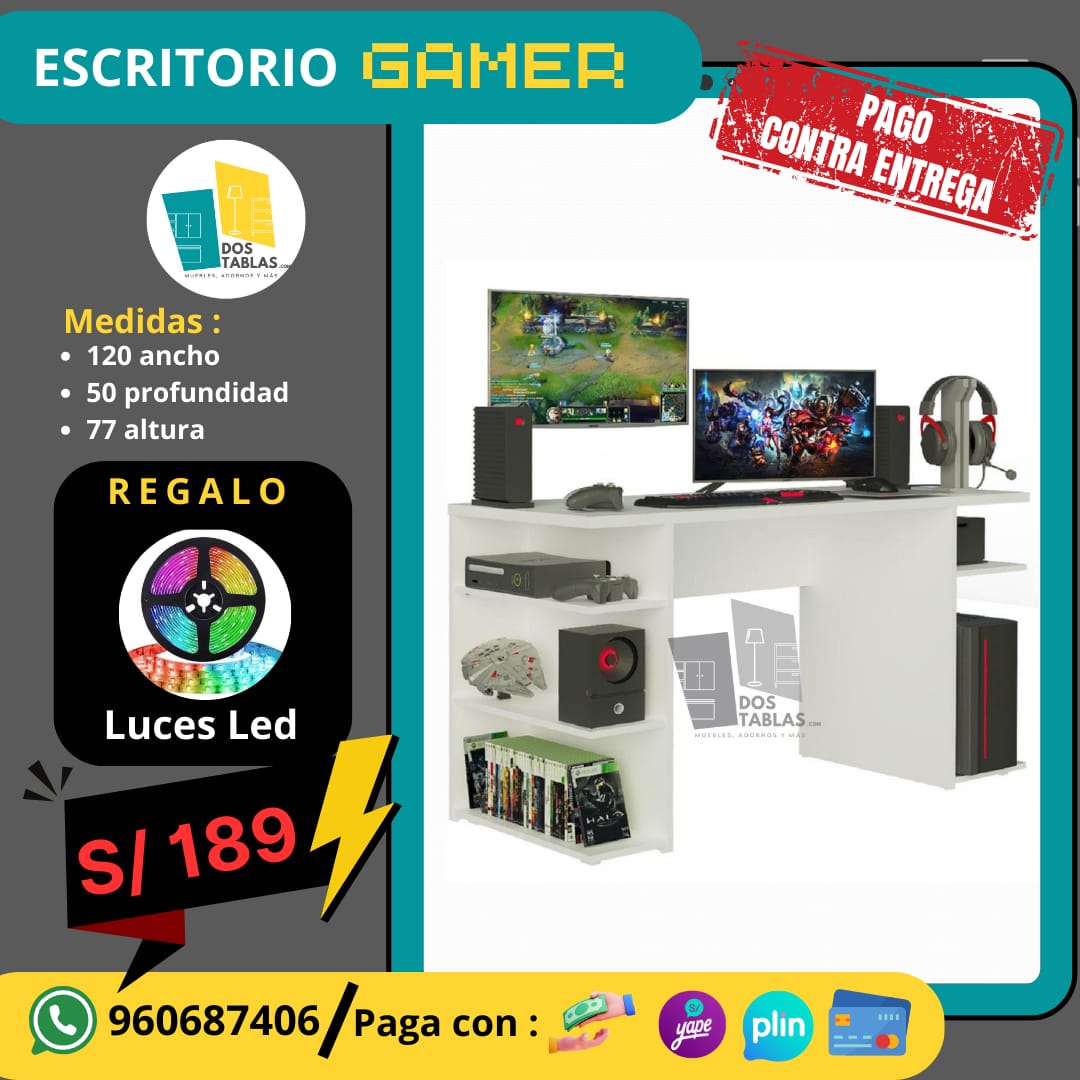 Escritorio Gamer mas Luces led
