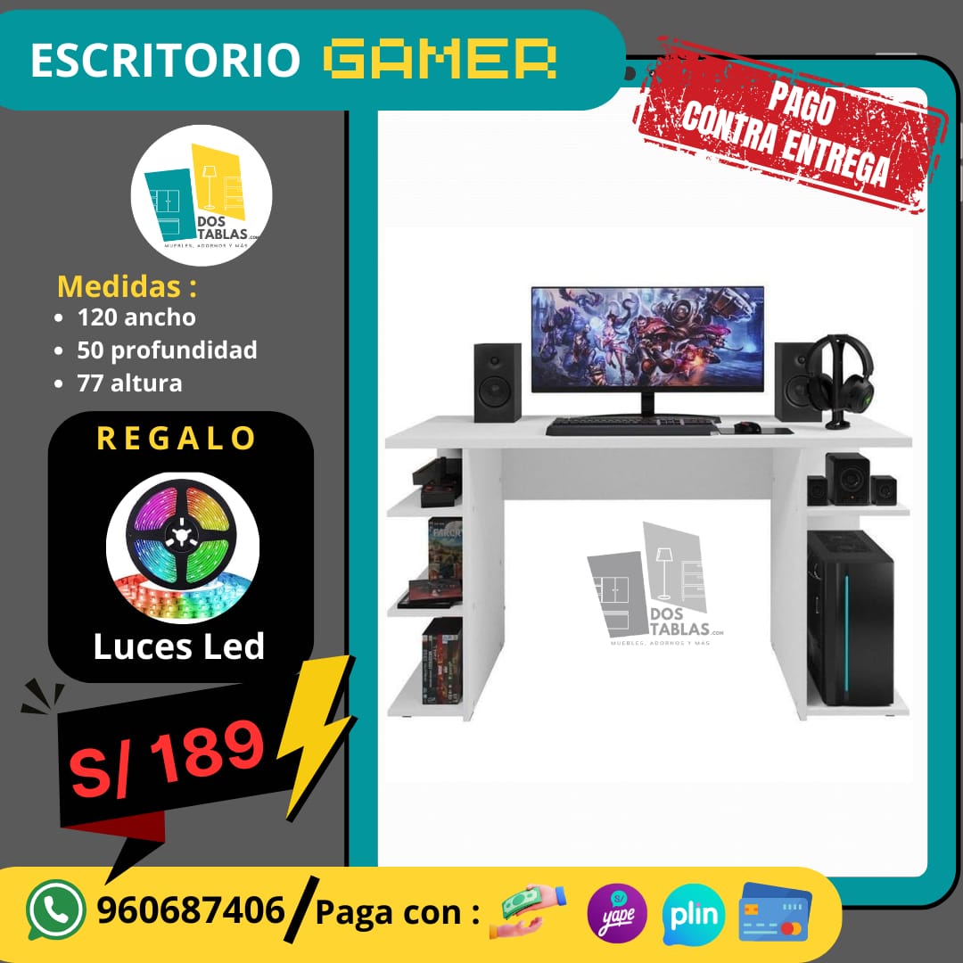 Escritorio Gamer mas Luces led