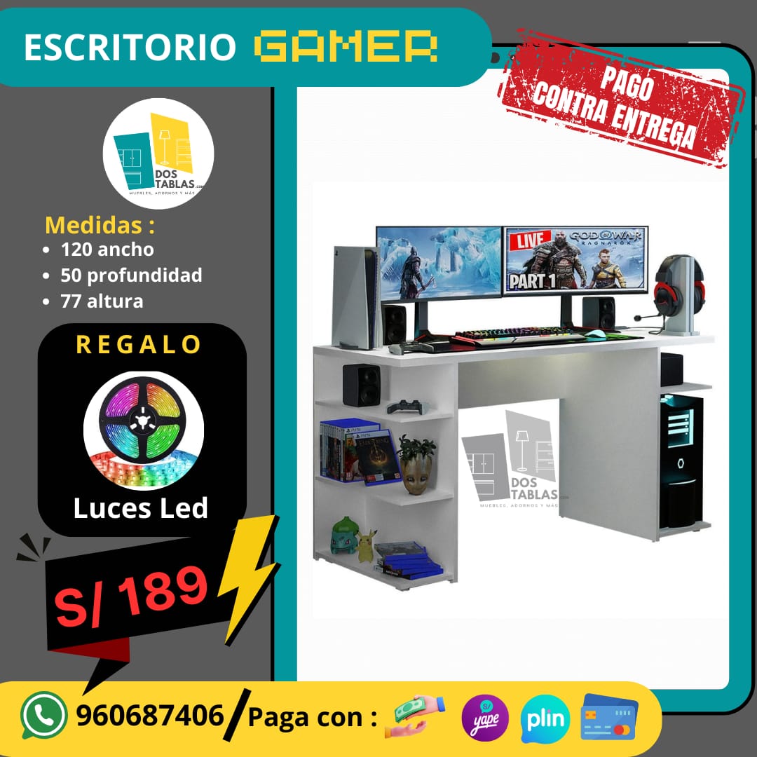 Escritorio Gamer mas Luces led